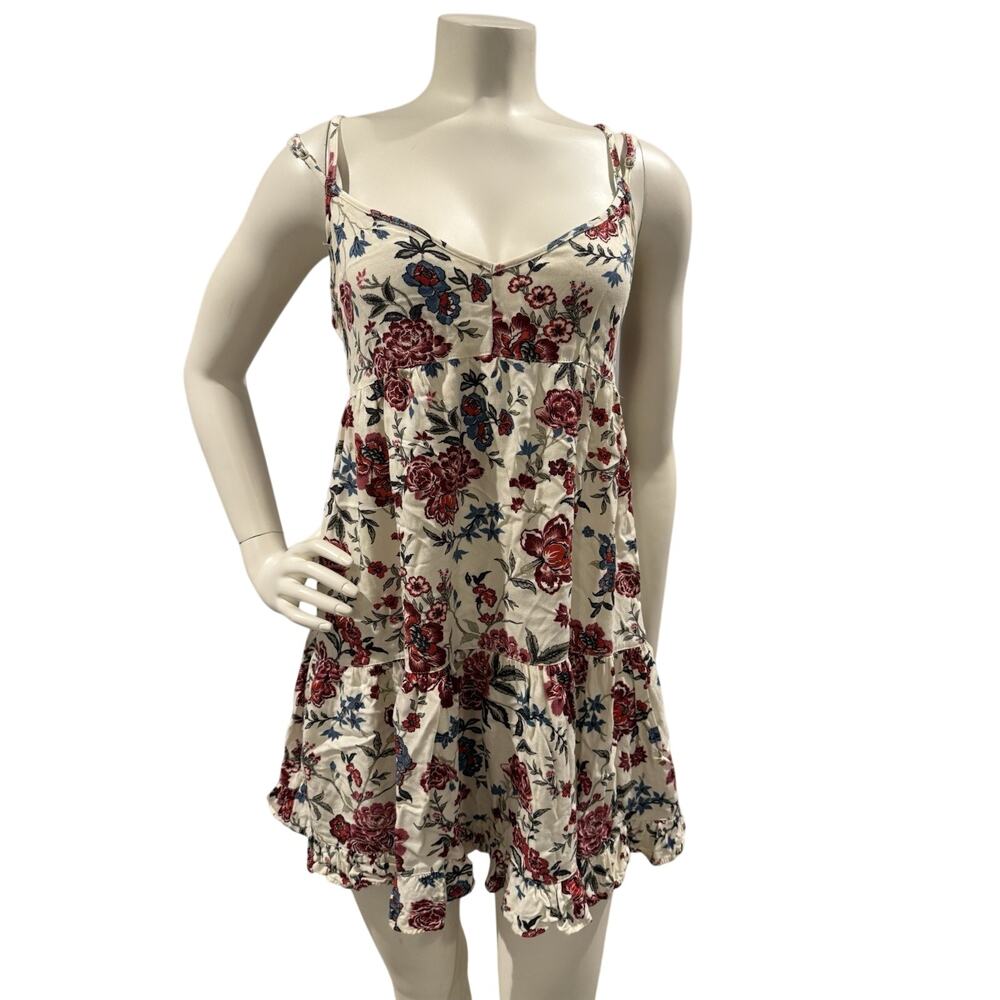 AMERICAN EAGLE Floral Dress Sz S Spaghetti Strap Criss Cross Boho Summer Mini